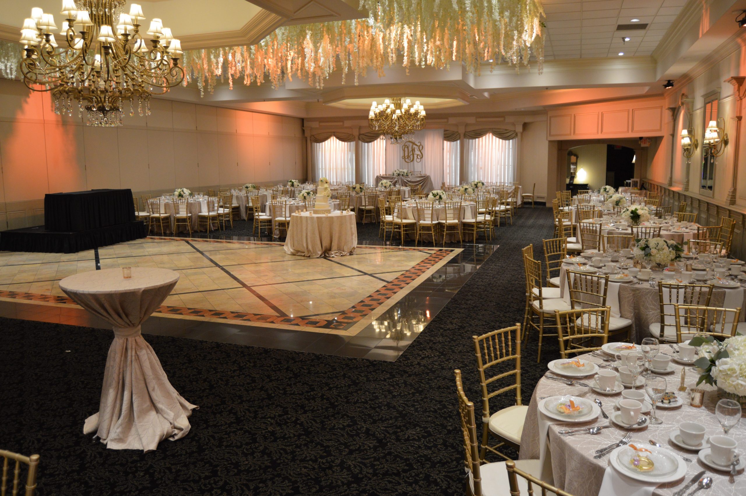 ballroom for a wedding at petruzzellos